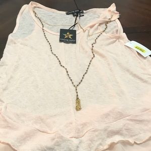 LIVING DOLL LOS ANGELES Light Pink Ruffle Tank Top